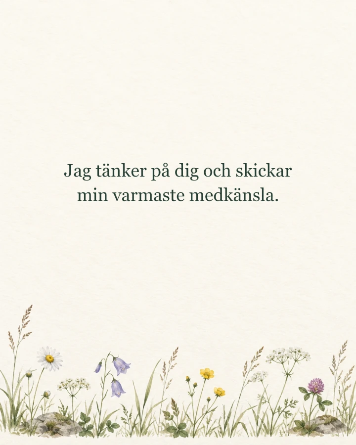 Jag tänker på dig och skickar min varmaste medkänsla.