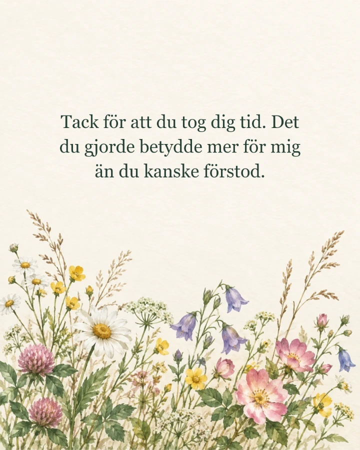 Tack för att du tog dig tid. Det du gjorde betydde mer för mig än du kanske förstod.